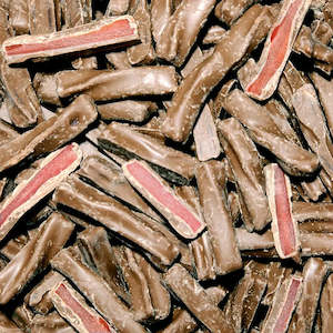 Pick And Mix Lollies New Zealand: Chocolate Coated Raspberry Twists