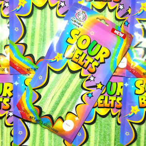 Sour Lollies: Sour Belts Apple 100g