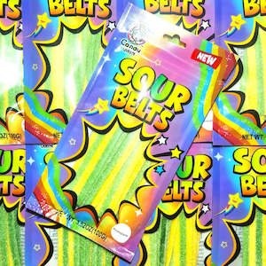 Sour Lollies: Sour Belts Pineapple 100g