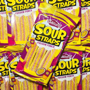 Sour Lollies: Sour Straps Passion Punch 160g