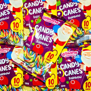 Christmas Lollies: Candy Canes Rainbow 10pk 120g