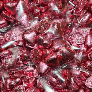 Pink Foiled Chocolate Hearts