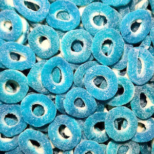 Sugared Sour: Blue Raspberry Rings 2kg