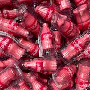 all build: Filled Gummy Strawberry Bottles - 100g