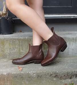 Ladies Short Boots: Brown Classic Square toe Jodhpur Boot