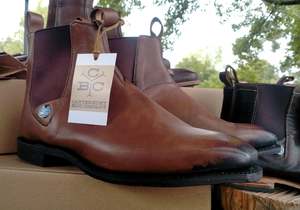 Mens Short Boots: Mens Tan Burnished Boot