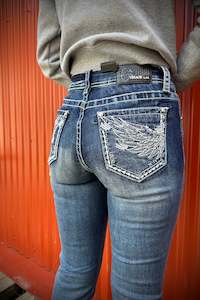 Jeans: Grace In L.A Wing Embroidered Easy Fit Bootcut Jeans