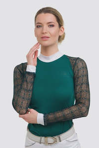 CAVALLIERA RIDING LONG SLEEVE SHOW SHIRT CONTESSA EMERALD GREEN
