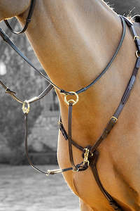Breastplates: LeMieux Breastplate (D-Ring Attachment) Havana/Brass