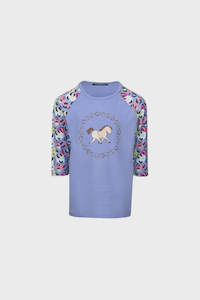 DUBLIN TESSA RAGLAN 3/4 PRINTED TEE LAVENDER CHILDS