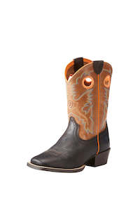 Ariat Children's Roughstock Western Boots Dark Java/Light Saddle