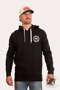 Jerseys Jackets Vests: Ringer Western Signature Bull Mens Pullover Hoodie - Black/White