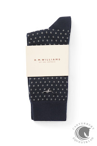 R.M. Williams Nelson polka dot sock 2 pack Grey Navy