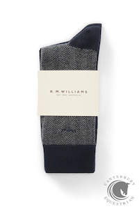 R M Williams 1: R.M. Williams Nelson herringbone sock 2 pack Grey Navy