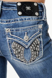 Miss Me: Miss Me Leather Shadow Wings Skinny Jeans