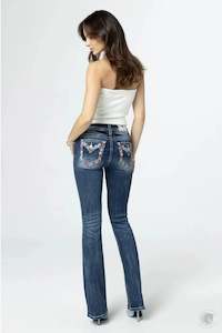 Miss Me Stars and Stripes Border Bootcut Jeans