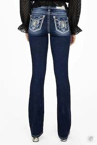 Miss Me Laser Leaves Longhorn Bootcut Jeans