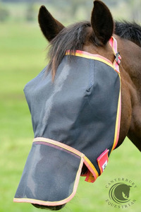 Saxon Buzz Away Fly Mask with Nose Navy/Pink/Yellow
