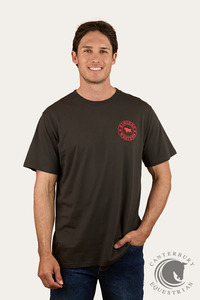 Ringers Western Signature Bull Mens Loose T-Shirt - Charcoal/Red