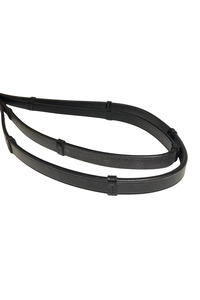 Jeffries Falcon Plain Notched Leather Reins - Black, Full