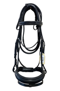Albion Snaffle Crank Noseband with flash - Complete with Rubber Reins