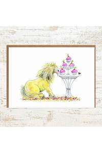 Gifts: High Tea - A6 Watercolour Pony Birthday Card & Greeting Card