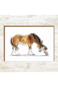 Clydie Cuddle - Clydesdale / Shire Horse Greeting Card