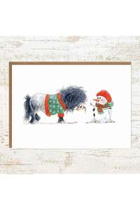 Gifts: Christmas Snowman - Shetland Pony Christmas Card