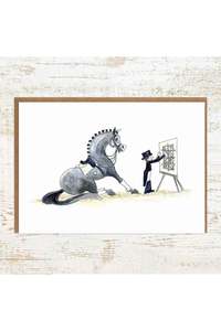 Gifts: Halt At X - Equestrian Dressage Horse Greeting Card