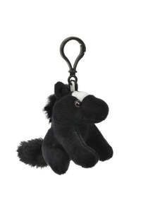 Plush Horse Charm with Clip, Black