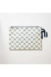 Large Zip Pouch – Navy Horseshoe