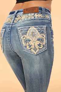 Westfield Eagle Bootcut Stretchy Women's Bling Jeans - Mid Sand