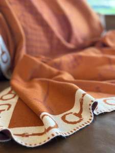 Knitted Blanket – Burnt Orange