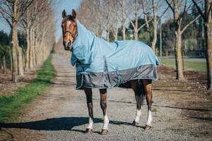 Horse Between Rugs: 1200D 50g Light Blue/Grey Detachable Set