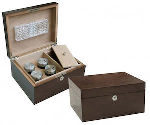 Cachet Humidor (4 glass jars & storage compartment) in Mahogany finish