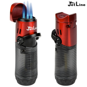 JetLine J-Jet Triple Cigar Lighter with Cigar Rest (Red)