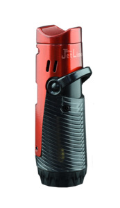 JetLine Regal Triple Cigar Lighter with Cigar Rest, Punch & Poker (Red)