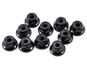 Tamiya Tt01: RC M4 Flanged Locknut (Black) (10)