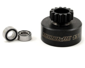 Clutches: ProTek RC Hardened Clutch Bell w/Bearings, Fits HB 4 Shoe Clutch (13T)