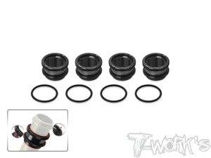 T-Works - 1/8 Off Road 16mm Shock Spring Long Adjuster +11mm - 4pcs ( BLACK )