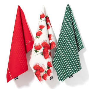 KAS Pohutukawa 3PK Tea Towel Set