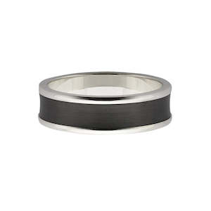 Fine Jewellery Mens Wedding Rings: 18ct white  gold and zirconium male wedding rings