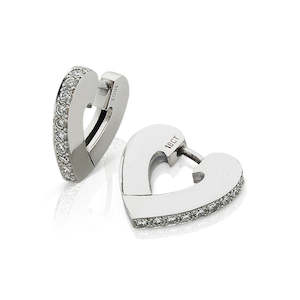 Fine Jewellery Earrings: 18ct white gold diamond heart cuff earrings