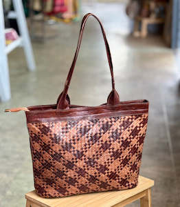 Hazelnut Mansuuj Handwoven Leather Tote