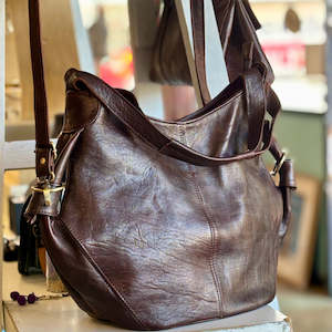 Artisan Bags: Walnut Hamza Bohemian Leather Tote Bag