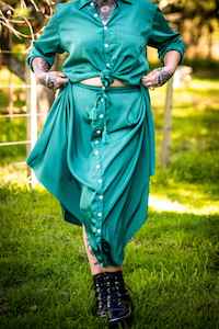 Holi Button-thru Skirt - Emerald Green