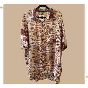 Bodhi Short Sleeved Unisex Shirt - Silk Blend - One of a Kind - X-Large