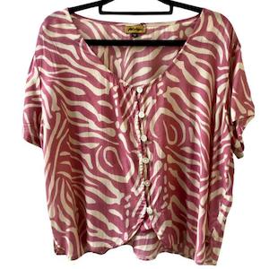 Tops: SALMA Button Blouse - Dusky Rose