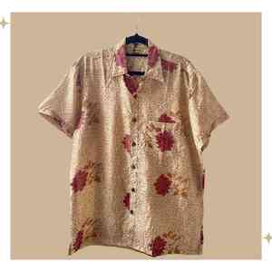 Bodhi Short Sleeved Unisex Shirt - Pure Silk -  One of a kind - Medium