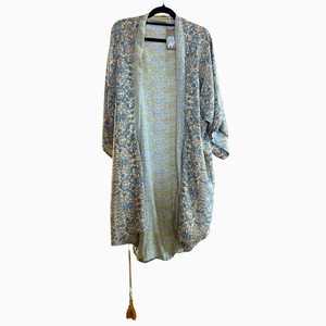 Kimonos: Reversible 3/4 length Kimono in One-of-a-Kind Silky Fabrics - instore only (OSFM)